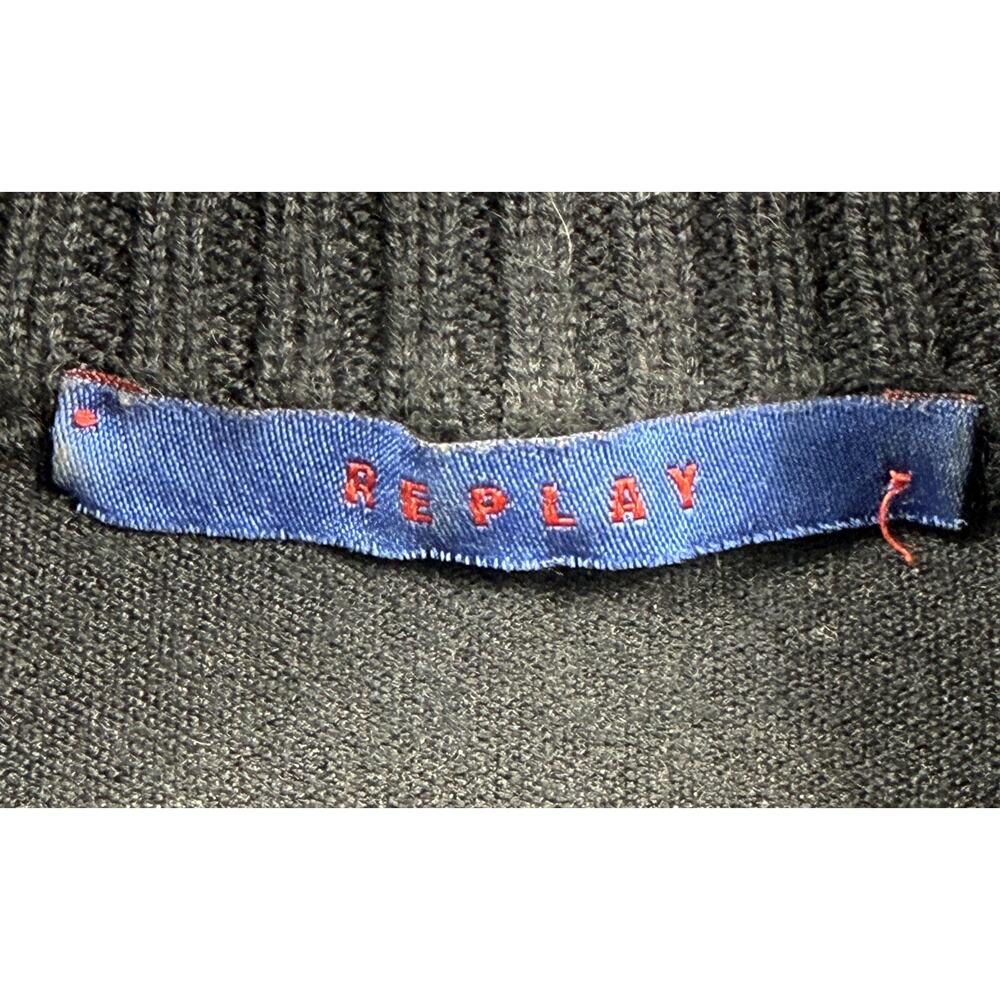 Replay Y2K Wool knitte Black Zip-Through Cardigan M Italy Made - Picture 3 of 10